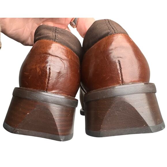 Think! Shoes Womens 6 Sz 36 Brown Leather Slip On Clogs Loafers Comfort Career - Picture 5 of 16